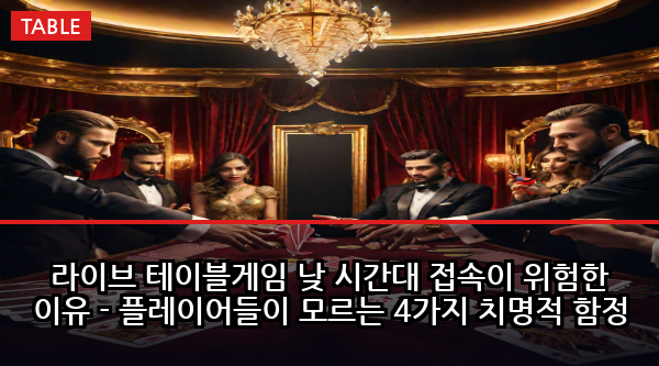 라이브 테이블게임 낮 시간대 접속이 위험한 이유 - 플레이어들이 모르는 4가지 치명적 함정