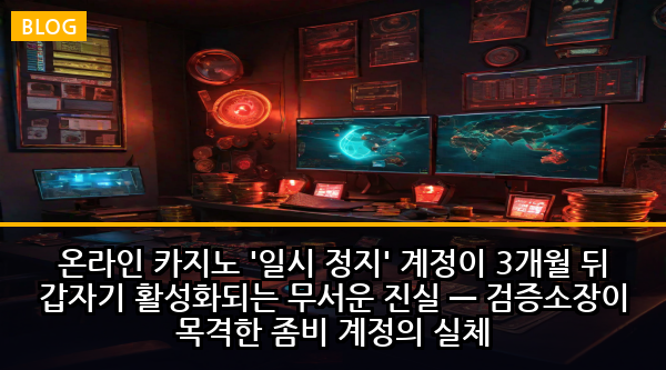 온라인 카지노 '일시 정지' 계정이 3개월 뒤 갑자기 활성화되는 무서운 진실 — 검증소장이 목격한 좀비 계정의 실체