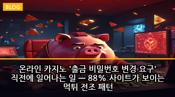 온라인 카지노 '출금 비밀번호 변경 요구' 직전에 일어나는 일 — 88% 사이트가 보이는 먹튀 전조 패턴