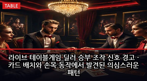 라이브 테이블게임 딜러 승부 조작 신호 경고 - 카드 배치와 손목 동작에서 발견된 의심스러운 패턴