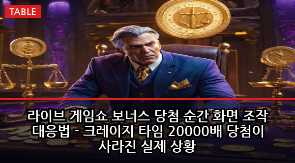 라이브 게임쇼 보너스 당첨 순간 화면 조작 대응법 - 크레이지 타임 20000배 당첨이 사라진 실제 상황