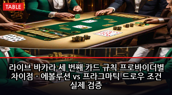 라이브 바카라 세 번째 카드 규칙 프로바이더별 차이점 - 에볼루션 vs 프라그마틱 드로우 조건 실제 검증