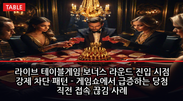 라이브 테이블게임 보너스 라운드 진입 시점 강제 차단 패턴 - 게임쇼에서 급증하는 당첨 직전 접속 끊김 사례