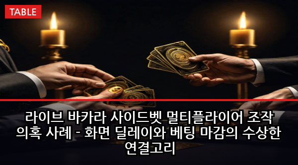 라이브 바카라 사이드벳 멀티플라이어 조작 의혹 사례 - 화면 딜레이와 베팅 마감의 수상한 연결고리