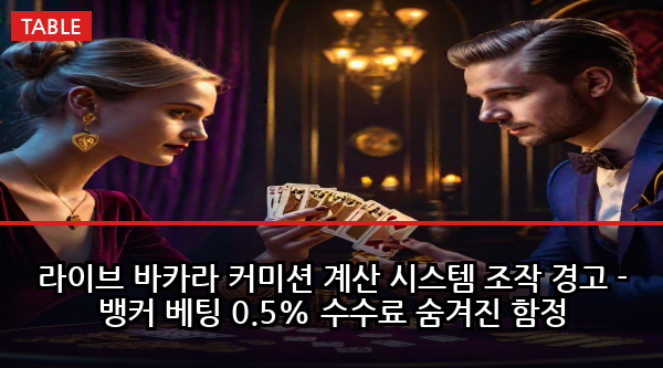 라이브 바카라 커미션 계산 시스템 조작 경고 - 뱅커 베팅 0.5% 수수료 숨겨진 함정