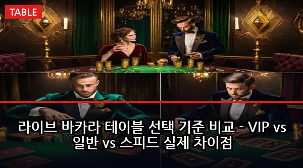 라이브 바카라 테이블 선택 기준 비교 - VIP vs 일반 vs 스피드 실제 차이점