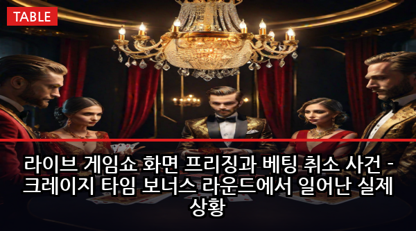 라이브 게임쇼 화면 프리징과 베팅 취소 사건 - 크레이지 타임 보너스 라운드에서 일어난 실제 상황