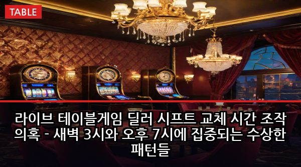 라이브 테이블게임 딜러 시프트 교체 시간 조작 의혹 - 새벽 3시와 오후 7시에 집중되는 수상한 패턴들
