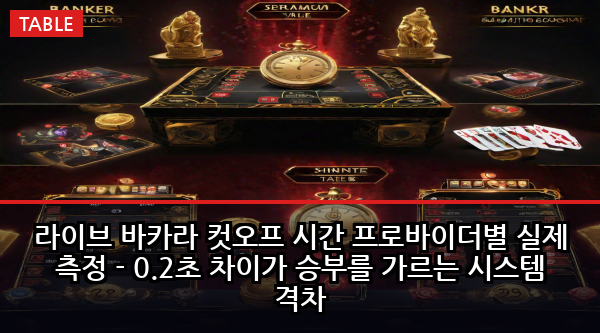 라이브 바카라 컷오프 시간 프로바이더별 실제 측정 - 0.2초 차이가 승부를 가르는 시스템 격차