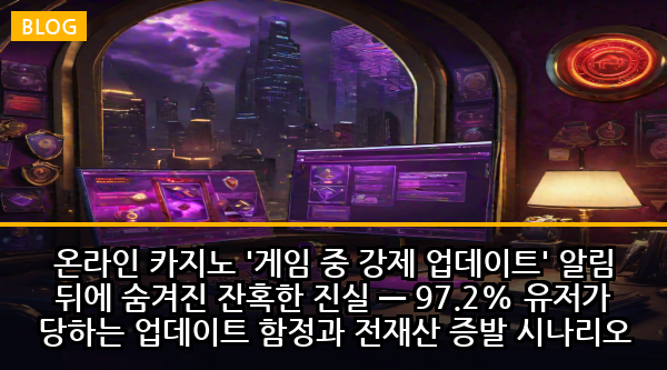 온라인 카지노 '게임 중 강제 업데이트' 알림 뒤에 숨겨진 잔혹한 진실 — 97.2% 유저가 당하는 업데이트 함정과 전재산 증발 시나리오