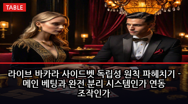 라이브 바카라 사이드벳 독립성 원칙 파헤치기 - 메인 베팅과 완전 분리 시스템인가 연동 조작인가