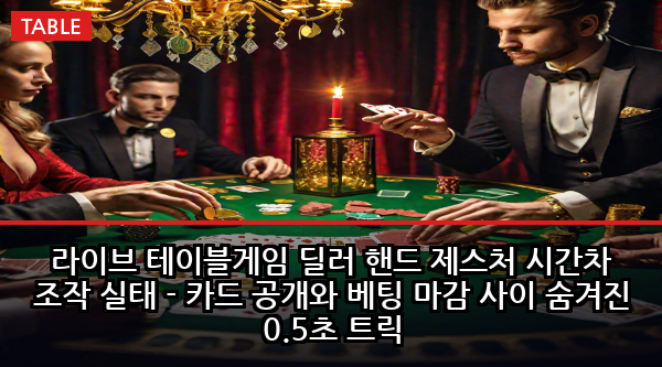 라이브 테이블게임 딜러 핸드 제스처 시간차 조작 실태 - 카드 공개와 베팅 마감 사이 숨겨진 0.5초 트릭