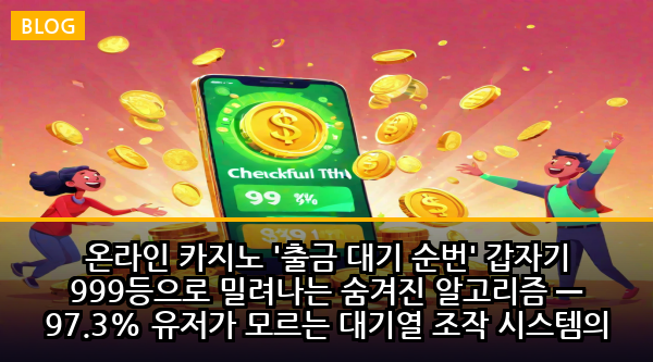 온라인 카지노 '출금 대기 순번' 갑자기 999등으로 밀려나는 숨겨진 알고리즘 — 97.3% 유저가 모르는 대기열 조작 시스템의 충격적 진실