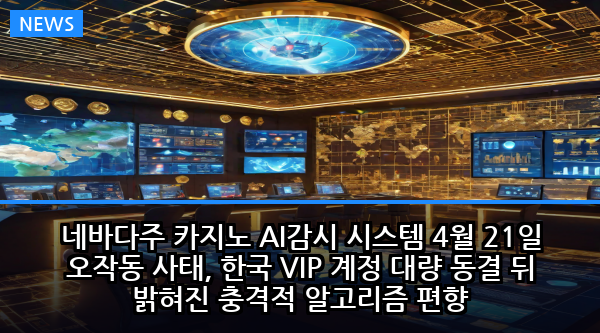 네바다주 카지노 AI감시 시스템 4월 21일 오작동 사태, 한국 VIP 계정 대량 동결 뒤 밝혀진 충격적 알고리즘 편향
