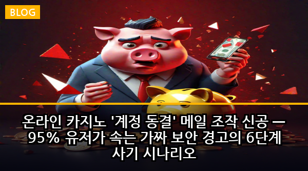 온라인 카지노 '계정 동결' 메일 조작 신공 — 95% 유저가 속는 가짜 보안 경고의 6단계 사기 시나리오