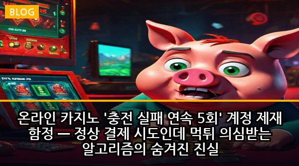 온라인 카지노 '충전 실패 연속 5회' 계정 제재 함정 — 정상 결제 시도인데 먹튀 의심받는 알고리즘의 숨겨진 진실