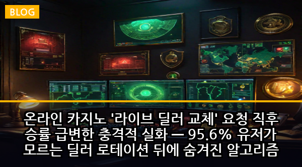 온라인 카지노 '라이브 딜러 교체' 요청 직후 승률 급변한 충격적 실화 — 95.6% 유저가 모르는 딜러 로테이션 뒤에 숨겨진 알고리즘 조작의 진실