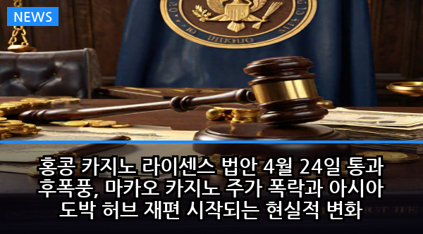 홍콩 카지노 라이센스 법안 4월 24일 통과 후폭풍, 마카오 카지노 주가 폭락과 아시아 도박 허브 재편 시작되는 현실적 변화