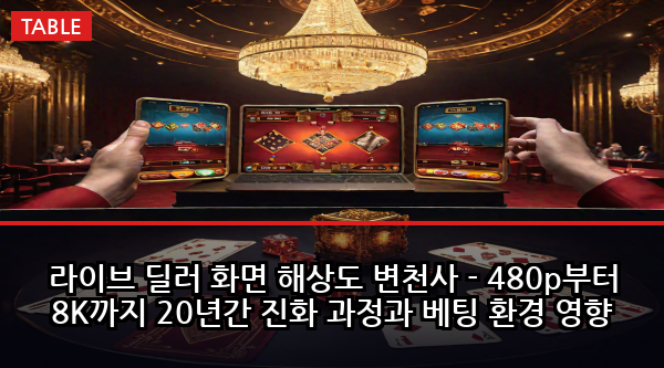 라이브 딜러 화면 해상도 변천사 - 480p부터 8K까지 20년간 진화 과정과 베팅 환경 영향