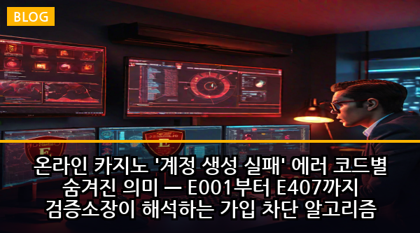 온라인 카지노 '계정 생성 실패' 에러 코드별 숨겨진 의미 — E001부터 E407까지 검증소장이 해석하는 가입 차단 알고리즘