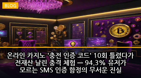 온라인 카지노 '충전 인증 코드' 10회 틀렸다가 전재산 날린 충격 체험 — 94.3% 유저가 모르는 SMS 인증 함정의 무서운 진실