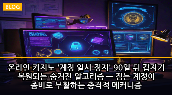 온라인 카지노 '계정 일시 정지' 90일 뒤 갑자기 복원되는 숨겨진 알고리즘 — 잠든 계정이 좀비로 부활하는 충격적 메커니즘