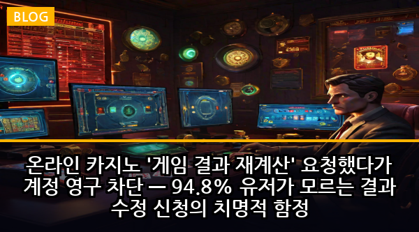 온라인 카지노 '게임 결과 재계산' 요청했다가 계정 영구 차단 — 94.8% 유저가 모르는 결과 수정 신청의 치명적 함정