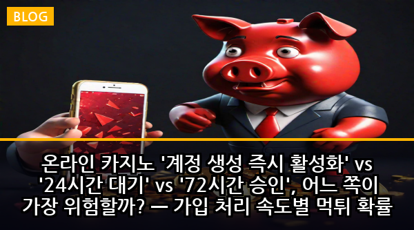 온라인 카지노 '계정 생성 즉시 활성화' vs '24시간 대기' vs '72시간 승인', 어느 쪽이 가장 위험할까? — 가입 처리 속도별 먹튀 확률 비교 분석