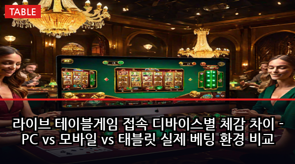 라이브 테이블게임 접속 디바이스별 체감 차이 - PC vs 모바일 vs 태블릿 실제 베팅 환경 비교