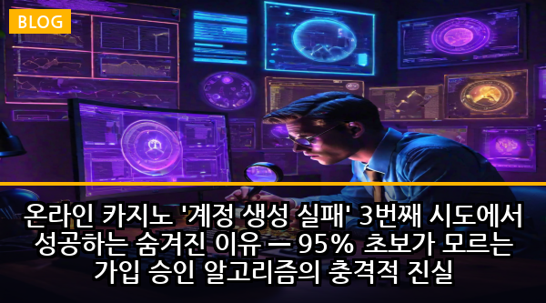 온라인 카지노 '계정 생성 실패' 3번째 시도에서 성공하는 숨겨진 이유 — 95% 초보가 모르는 가입 승인 알고리즘의 충격적 진실