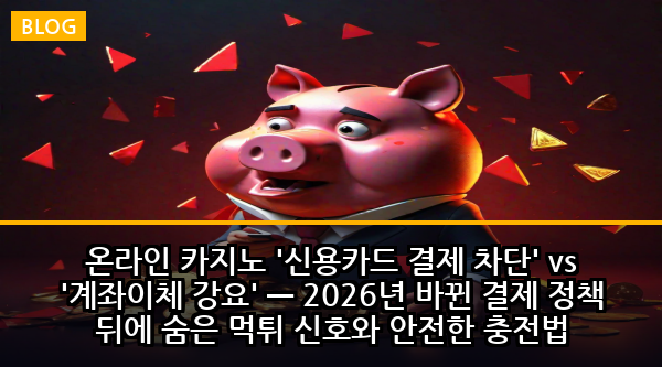 온라인 카지노 '신용카드 결제 차단' vs '계좌이체 강요' — 2026년 바뀐 결제 정책 뒤에 숨은 먹튀 신호와 안전한 충전법