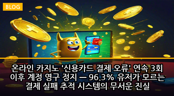 온라인 카지노 '신용카드 결제 오류' 연속 3회 이후 계정 영구 정지 — 96.3% 유저가 모르는 결제 실패 추적 시스템의 무서운 진실