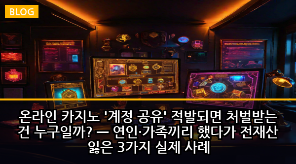 온라인 카지노 '계정 공유' 적발되면 처벌받는 건 누구일까? — 연인·가족끼리 했다가 전재산 잃은 3가지 실제 사례