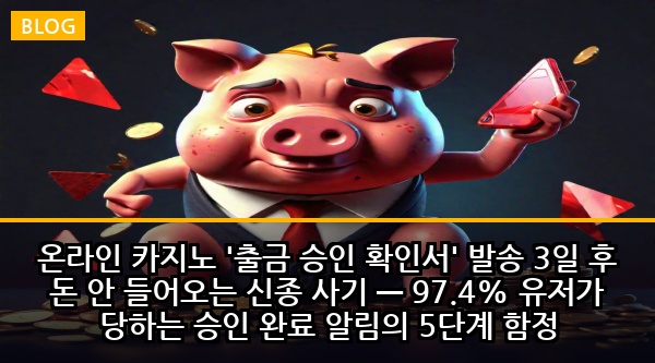 온라인 카지노 '출금 승인 확인서' 발송 3일 후 돈 안 들어오는 신종 사기 — 97.4% 유저가 당하는 승인 완료 알림의 5단계 함정