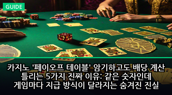 카지노 '페이오프 테이블' 암기하고도 배당 계산 틀리는 5가지 진짜 이유: 같은 숫자인데 게임마다 지급 방식이 달라지는 숨겨진 진실