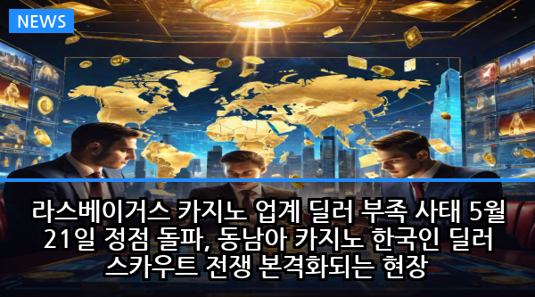 라스베이거스 카지노 업계 딜러 부족 사태 5월 21일 정점 돌파, 동남아 카지노 한국인 딜러 스카우트 전쟁 본격화되는 현장