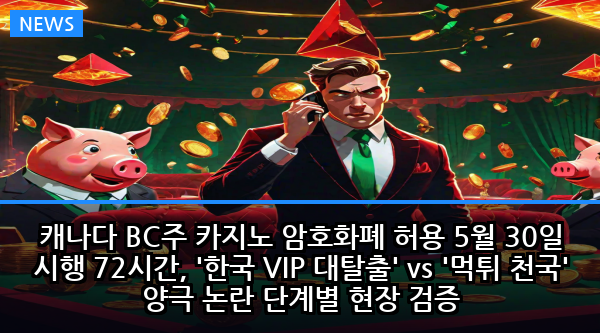 캐나다 BC주 카지노 암호화폐 허용 5월 30일 시행 72시간, '한국 VIP 대탈출' vs '먹튀 천국' 양극 논란 단계별 현장 검증