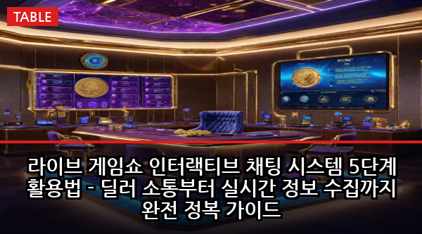 라이브 게임쇼 인터랙티브 채팅 시스템 5단계 활용법 - 딜러 소통부터 실시간 정보 수집까지 완전 정복 가이드