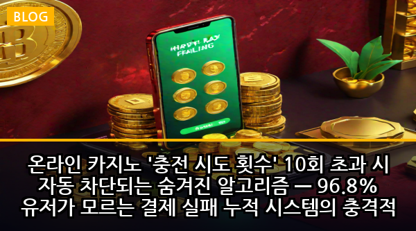 온라인 카지노 '충전 시도 횟수' 10회 초과 시 자동 차단되는 숨겨진 알고리즘 — 96.8% 유저가 모르는 결제 실패 누적 시스템의 충격적 진실