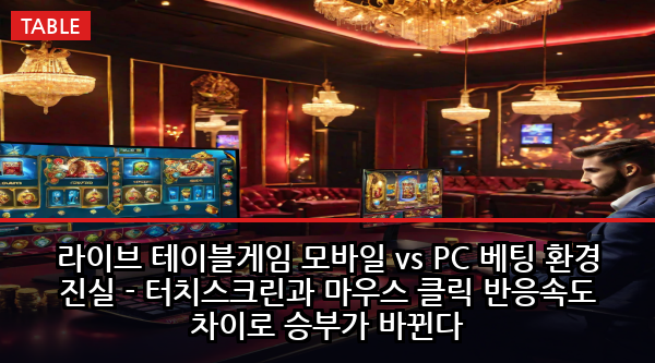 라이브 테이블게임 모바일 vs PC 베팅 환경 진실 - 터치스크린과 마우스 클릭 반응속도 차이로 승부가 바뀐다