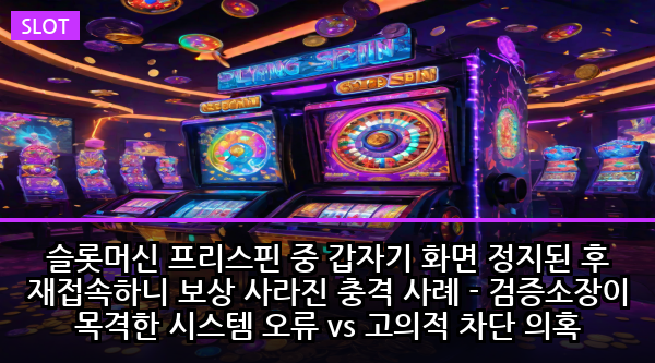 슬롯머신 프리스핀 중 갑자기 화면 정지된 후 재접속하니 보상 사라진 충격 사례 - 검증소장이 목격한 시스템 오류 vs 고의적 차단 의혹