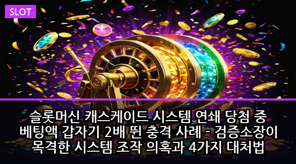 슬롯머신 캐스케이드 시스템 연쇄 당첨 중 베팅액 갑자기 2배 뛴 충격 사례 - 검증소장이 목격한 시스템 조작 의혹과 4가지 대처법