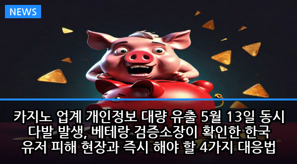 카지노 업계 개인정보 대량 유출 5월 13일 동시 다발 발생, 베테랑 검증소장이 확인한 한국 유저 피해 현장과 즉시 해야 할 4가지 대응법