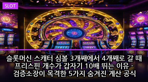 슬롯머신 스캐터 심볼 3개째에서 4개째로 갈 때 프리스핀 개수가 갑자기 10배 뛰는 이유 - 검증소장이 목격한 5가지 숨겨진 계산 공식