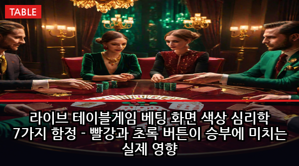 라이브 테이블게임 베팅 화면 색상 심리학 7가지 함정 - 빨강과 초록 버튼이 승부에 미치는 실제 영향
