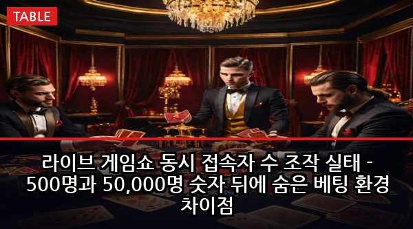 라이브 게임쇼 동시 접속자 수 조작 실태 - 500명과 50,000명 숫자 뒤에 숨은 베팅 환경 차이점