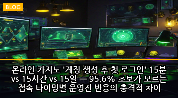 온라인 카지노 '계정 생성 후 첫 로그인' 15분 vs 15시간 vs 15일 — 95.6% 초보가 모르는 접속 타이밍별 운영진 반응의 충격적 차이