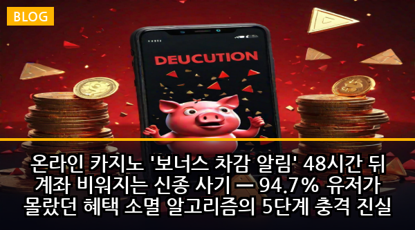 온라인 카지노 '보너스 차감 알림' 48시간 뒤 계좌 비워지는 신종 사기 — 94.7% 유저가 몰랐던 혜택 소멸 알고리즘의 5단계 충격 진실