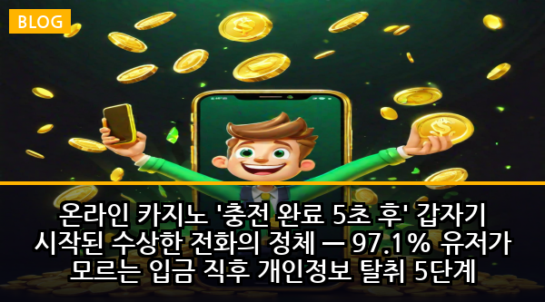 온라인 카지노 '충전 완료 5초 후' 갑자기 시작된 수상한 전화의 정체 — 97.1% 유저가 모르는 입금 직후 개인정보 탈취 5단계 시나리오