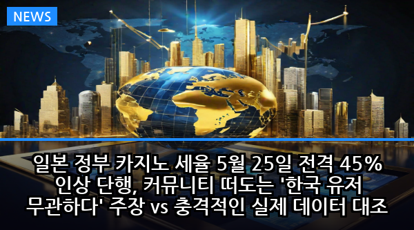 일본 정부 카지노 세율 5월 25일 전격 45% 인상 단행, 커뮤니티 떠도는 '한국 유저 무관하다' 주장 vs 충격적인 실제 데이터 대조 검증